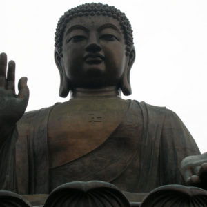 Front view of the Big Buddha on Ngong Ping