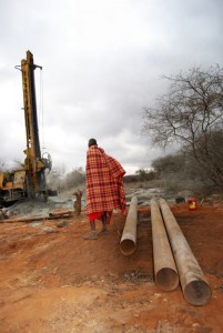 Water well drilling in Maasai village in rural Namanga, Kenya - photography by Jenny SW Lee