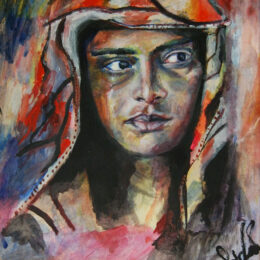 Muslim Woman Weeps - 14x17" acrylic (Available)