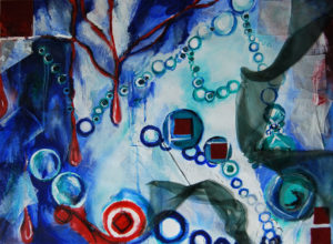 Gem System - 22x30" mixed media by Jenny S.W. Lee