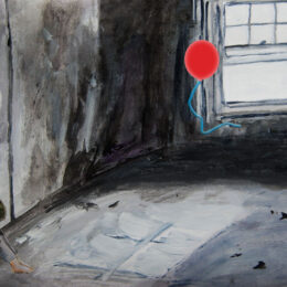 Girl and Red Balloon illustration - acrylic painting with digital art by Jenny S.W. Lee