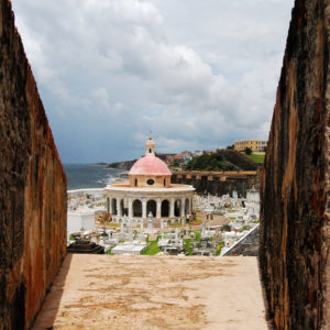Looking out from El Morro Fortress at the San Juan Cemetery