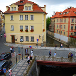 Certovka Hotel (Devil's Stream or Little Venice) is beside an artificial channel of the Vltava river